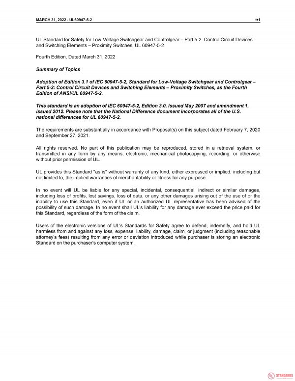 UL 60947-5-2 PDF UL 60947-5-2 PDF